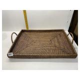 DOUBLE HANDLED WOVEN SERVING TRAY, 20X15