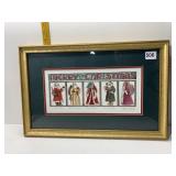 MARILYN GANDRE DRAWING OF THE 5 SANTAS, FRAMED