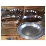 PEWTER BOWL, COPPER DISH