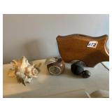 BANK, BELLS, PICTURE HOLDER CONCH SHELL