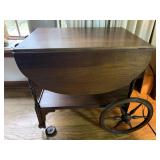 WALNUT TEA CART W/ BROKEN FOOT