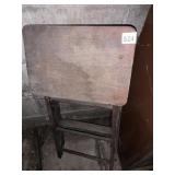 WOOD STEP LADDER 24" H HAS DAMAGE ON ONE LEG