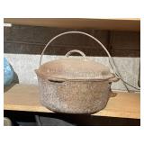 CAST IRON OVEN WITH LID NO VISIBLE MARKINGS