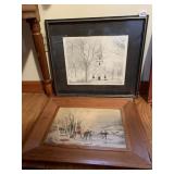 SNOW SCENE AND CHURCH SCENE SIGNED