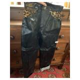 VINTAGE WRANGLER FAUX LEATHER PANTS W/ TRIM