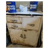 METAL CABINET W/ CONTENTS AND SOME RUST