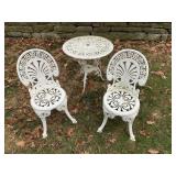 BISTRO CAST ALUMINUM SET W/ 2 CHAIRS AND TABLE