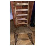 HIGH BACK ANTIQUE RUSH SEAT ROCKER