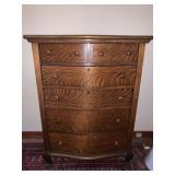 OAK 6 DRAWER DRESSER CARVED FEET HAND DOVETAILED