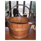 WOOD BUCKET W/ HANDLE BROKEN HANDLE SEE PHOTO
