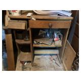 WOOD CABINET WITH CONTENTS