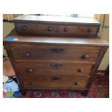 WALNUT VICTORIAN 5 DRAWER DRESSER W/ APPLIED