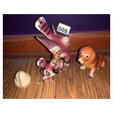 JAPAN BIRD FIGURE AND DOG FIGURINE