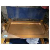 COPPER TRAY W/ WOOD HANDLES