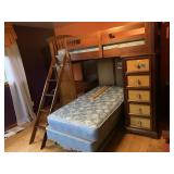 YOUTH BUNK BED SET W/ DRAWERS ON ONE SIDE, DESK