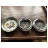 PEWTER AND PORCELAIN COASTERS