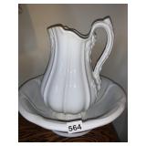 IRONSTONE CHINA J.F. PITCHER AND BOWL SEE SM.