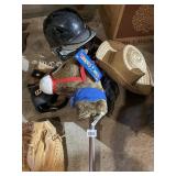 BASEBALL HELMET, 3 BASEBALL GLOVES,