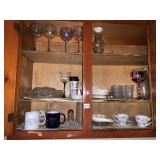 DECORATED GLASSES, TEACUPS/SAUCERS