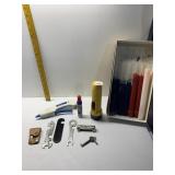 CANDLES, KEYS, FLASH LIGHT