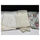TABLECLOTHS INCLUDING OVAL SHEER FLORAL OVERLAY,