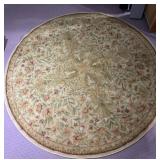 TAN FLORAL DESIGN 88" ROUND RUG