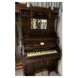 PUMP ORGAN CARVED CASE 82" H X 44" W X 22" D