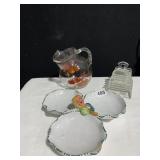 ITALY DIVIDED DISH, JUICE PITCHER, GLASS LETTER
