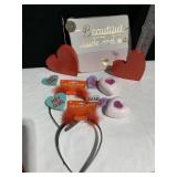 HEART MEMO HOLDER, BATH BALMS, HEAD BANDS, ETC.