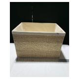 LINED WICKER STORAGE BASKET, 22X16X14.5