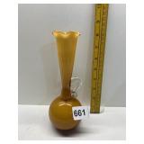 AMBER CASED GLASS VASE WITH SASSY HANDLE
