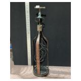 30" TIN FIGURAL WINE BOTTLE, WINE BOTTLE HOLDER