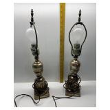 2 SILVER TONE LAMPS SM. CHIP