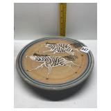 POTTERY PLATE RUNNING ANIMAL DESIGN 11" ROUND