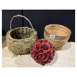 GROUP BASKETS AND RED ROSE