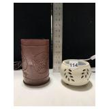 YANKEE CANDLE JAR CANDLE WARMER AND PIERCED TIN