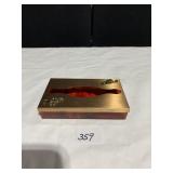 VINTAGE TORTOISE SHELL ACRYLIC TISSUE BOX GOLD