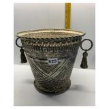 10" H INDIA BASKET/PLANTER W/ TASSELS