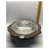 SILVER PLATED SERVING DISH GLASS INSERT 12" D