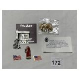 GOLD TONE ZEBRA PIN, AMERICAN FLAG PINS, REALTOR