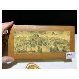 WOODEN BOX, BASKET, LEATHER LACES, MELLON ARENA