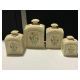 ENESCO 1978 CERAMIC WARE CANISTER SET, BUTTERFLY