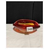 ART GLASS ASHTRAY RED INTO ORANGE