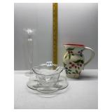 DUNCAN MILLER GLASS SAUCE SERVING BOWL WITH SPOON