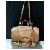 LEATHER TOTE DOUBLE SIDED CLOSURE NO MAKER MARK