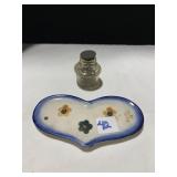 GLASS INKWELL BOTTLE WITH STOPPER, FITS HOLE 1