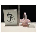 NEW IN BOX FENTON ROSALENE BASKET, HAND PAINTED