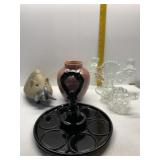 GRAPE BOTTLE, BLACK AMYTHEST CRUET TRAY, ETC.