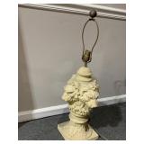 LION FACE 4-SIDED LAMP HEAVY CEMENT 32" H