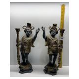 BRONZE CANDLE HOLDERS HOLDING TORCH